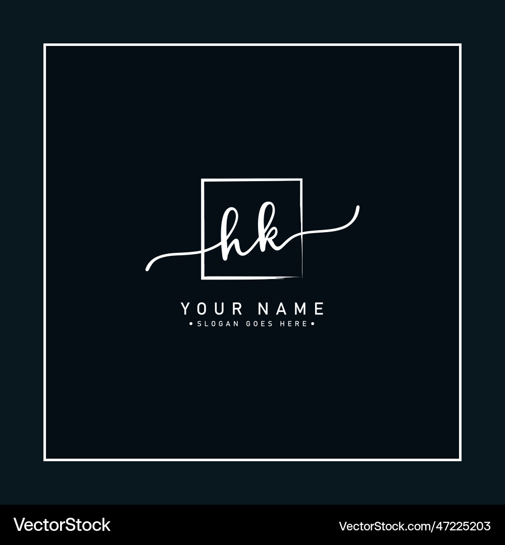 Hk initial logo in signature style Hk initial logo in signature style Vector Image