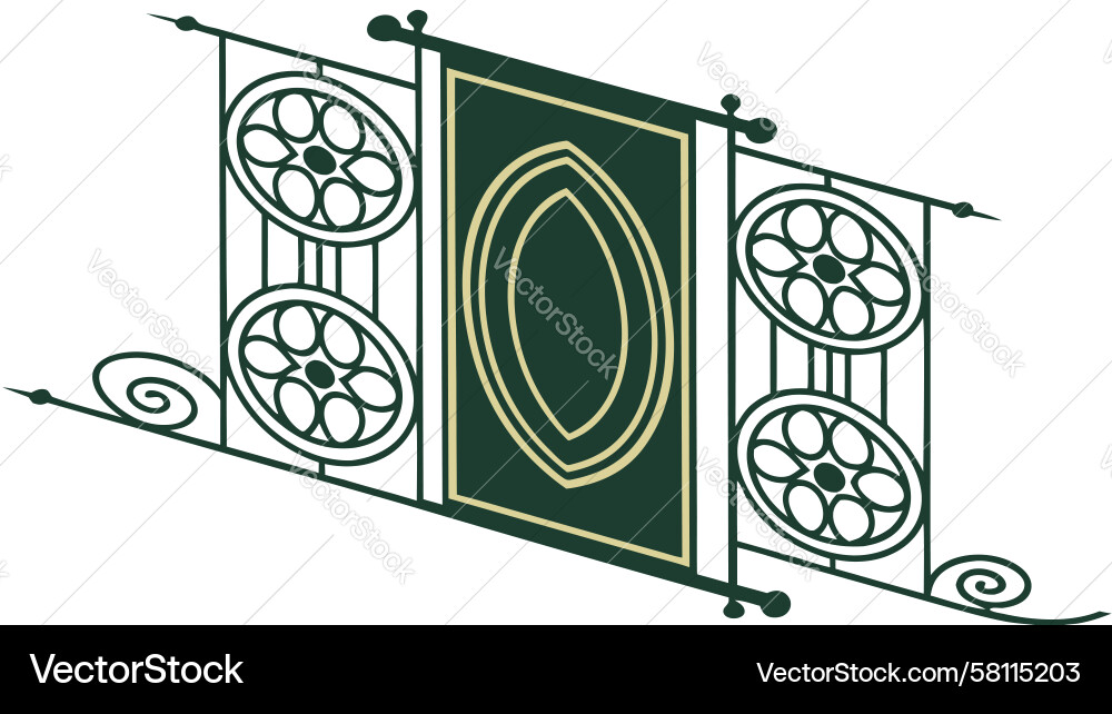Ornate Scroll Railing with Circles Vector Image