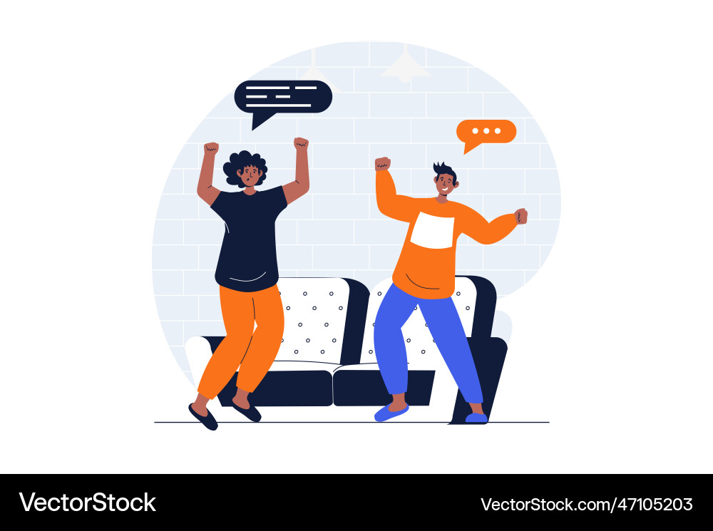 People dancing web concept with character scene vector image