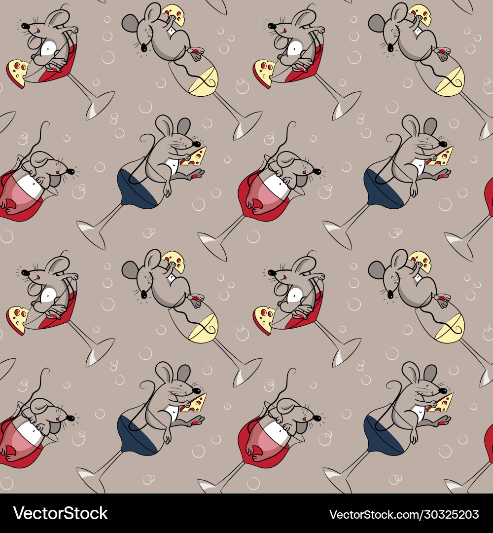 Seamless pattern with different funny mice vector image