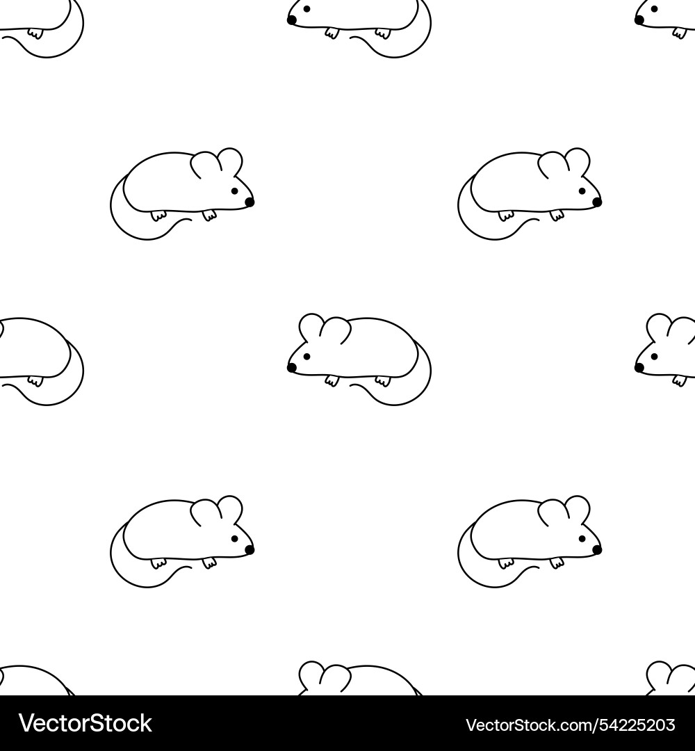 Seamless pattern with mouse outline lineart Vector Image
