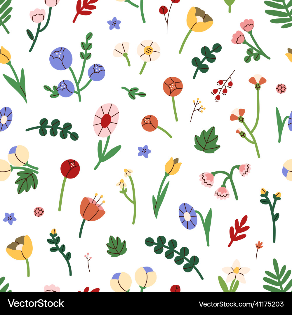 Seamless summer floral pattern bright flowers vector image