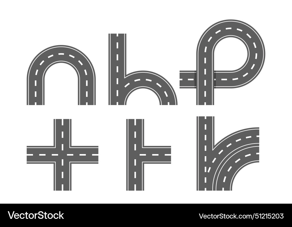 Simple road section featuring segmented Simple road section featuring segmented vector image