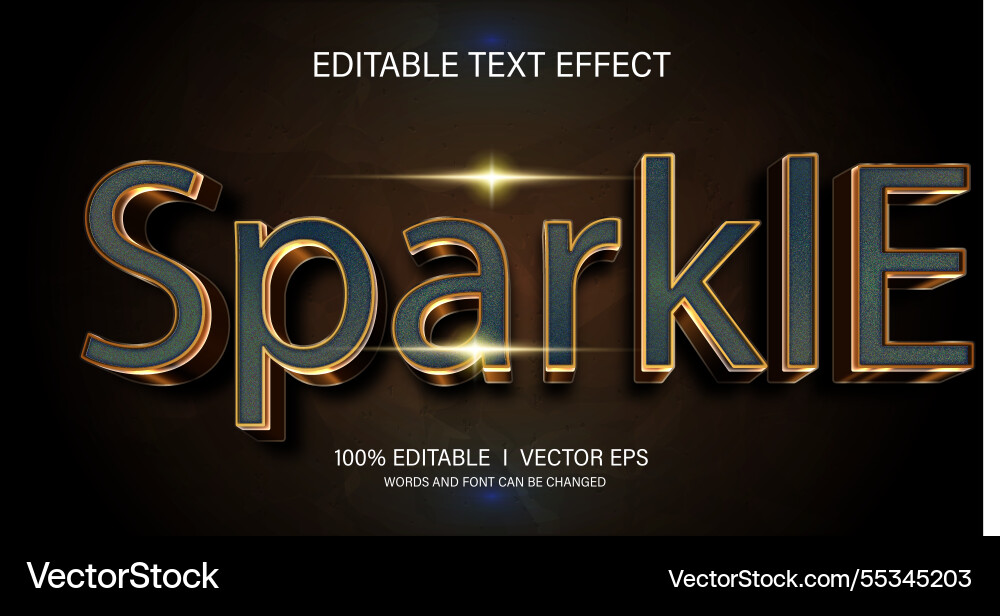 Sparkle 3d text effect with modern style design Sparkle 3d text effect with modern style design vector image