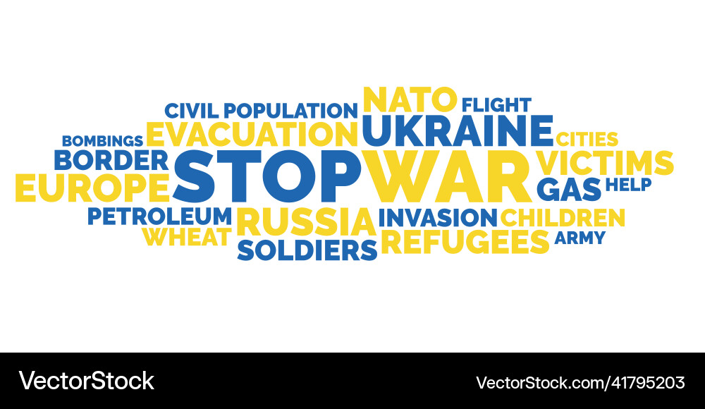 Stop war word cloud isolated Stop war word cloud isolated vector image