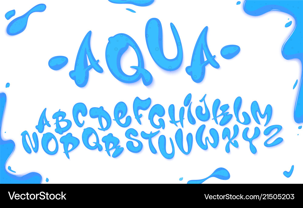 Water Alphabet - Hand Drawn Typeset vector image