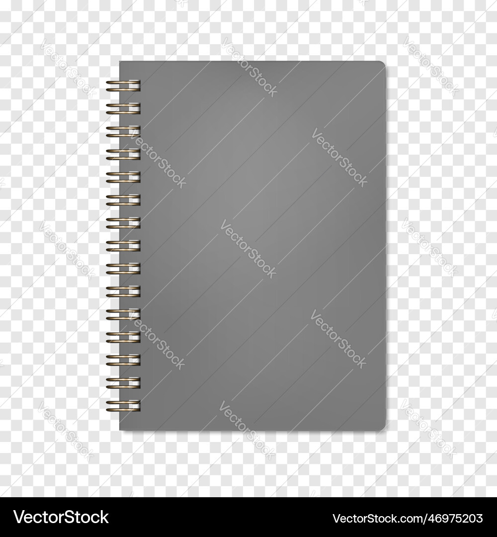 Wire bound closed notebook on transparent Vector Image