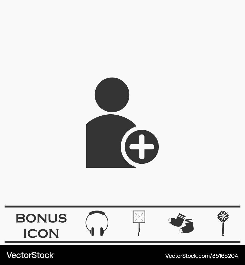 Add user icon flat Add user icon flat Vector Image