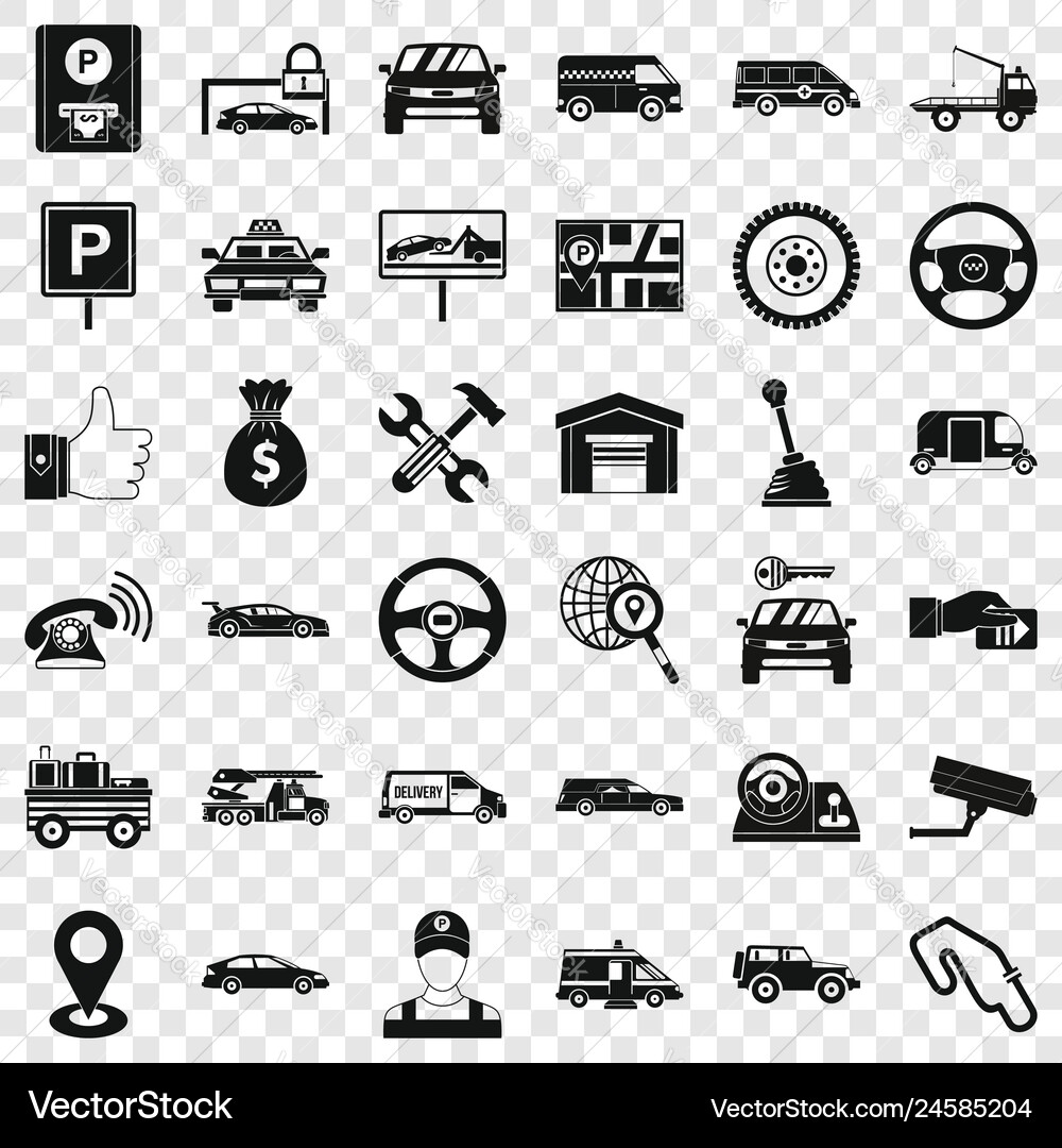 Auto icons set simple style Vector Image