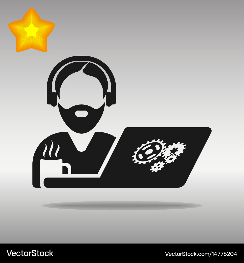 Black Coder Icon - Programmer Symbol vector image