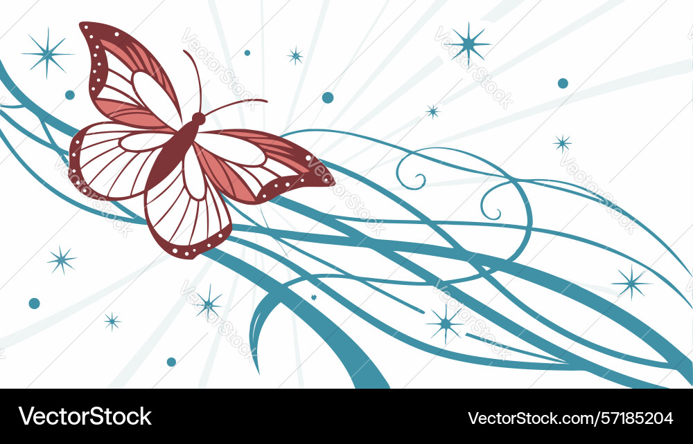 Butterfly flight dynamic swirl design generative vector image