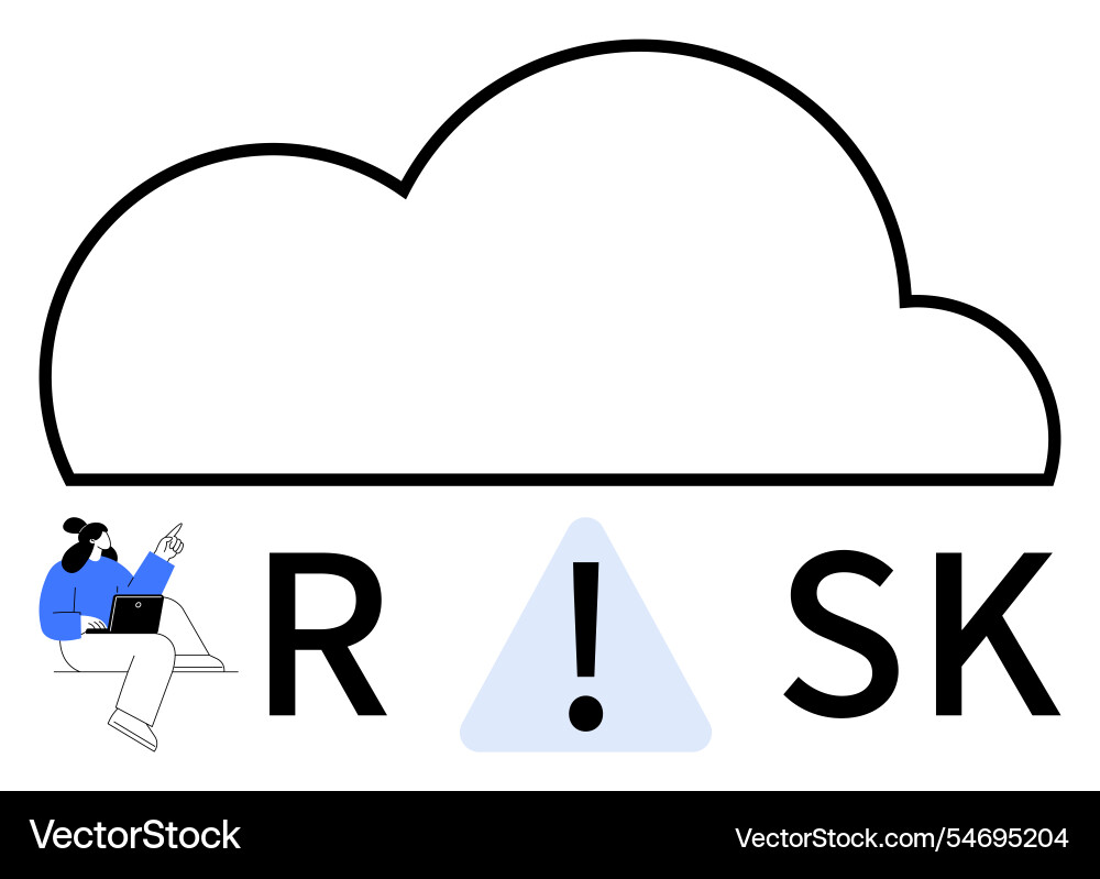 Cloud computing risk concept with person analyzing Cloud computing risk concept with person analyzing vector image