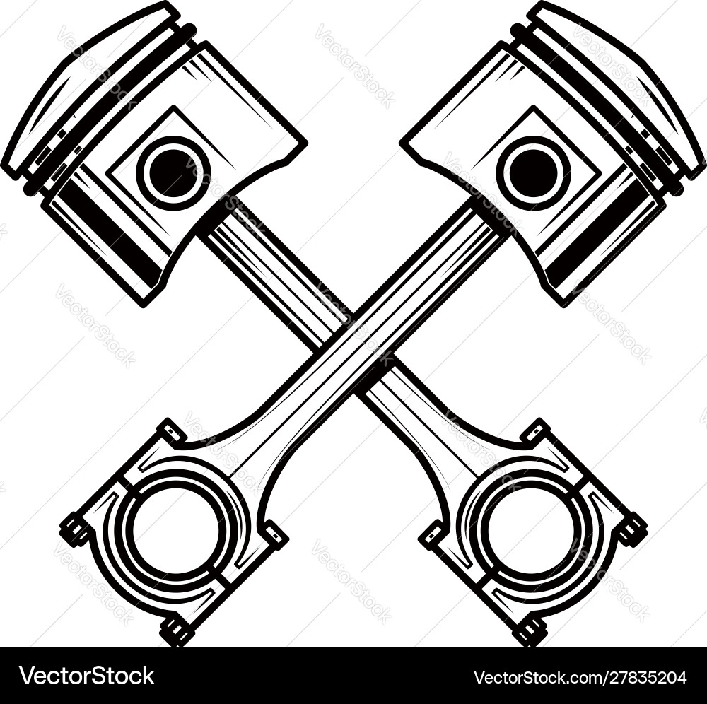 Crossed motorcycle pistons design element Crossed motorcycle pistons design element vector image