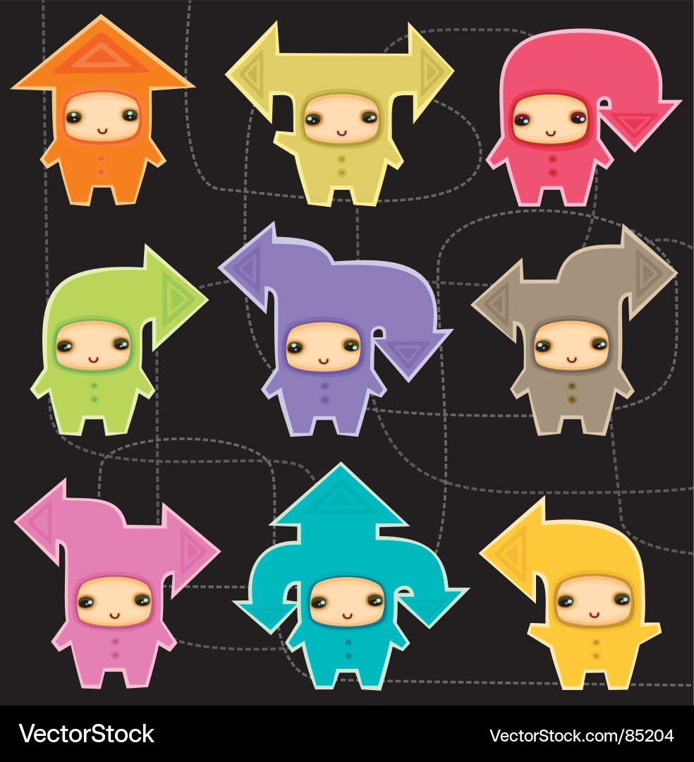 Cute Arrow Kids Icons Vector Image