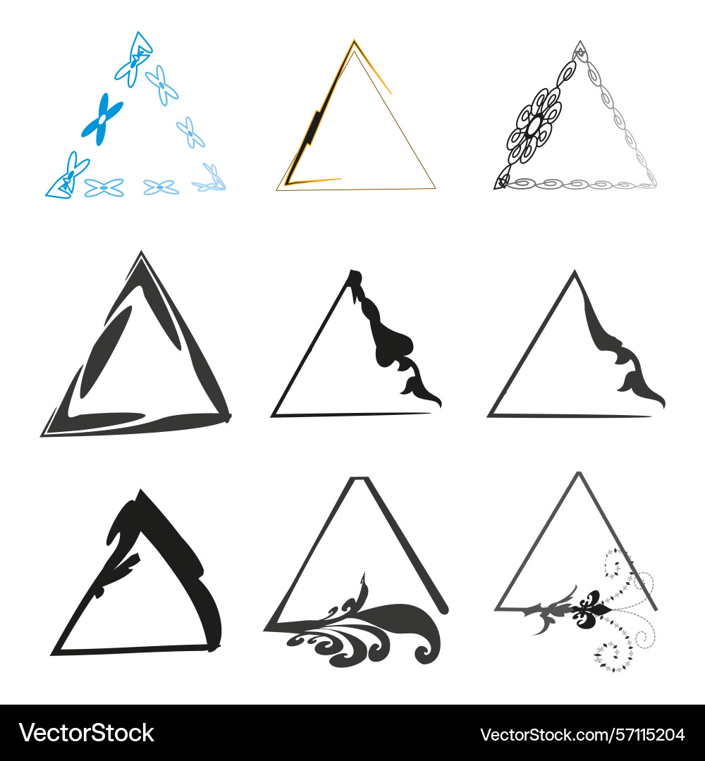 Decorative triangle icon swirl pattern artistic Decorative triangle icon swirl pattern artistic vector image