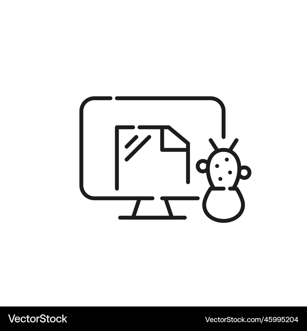 Desktop monitor with file open on it and cactus Vector Image