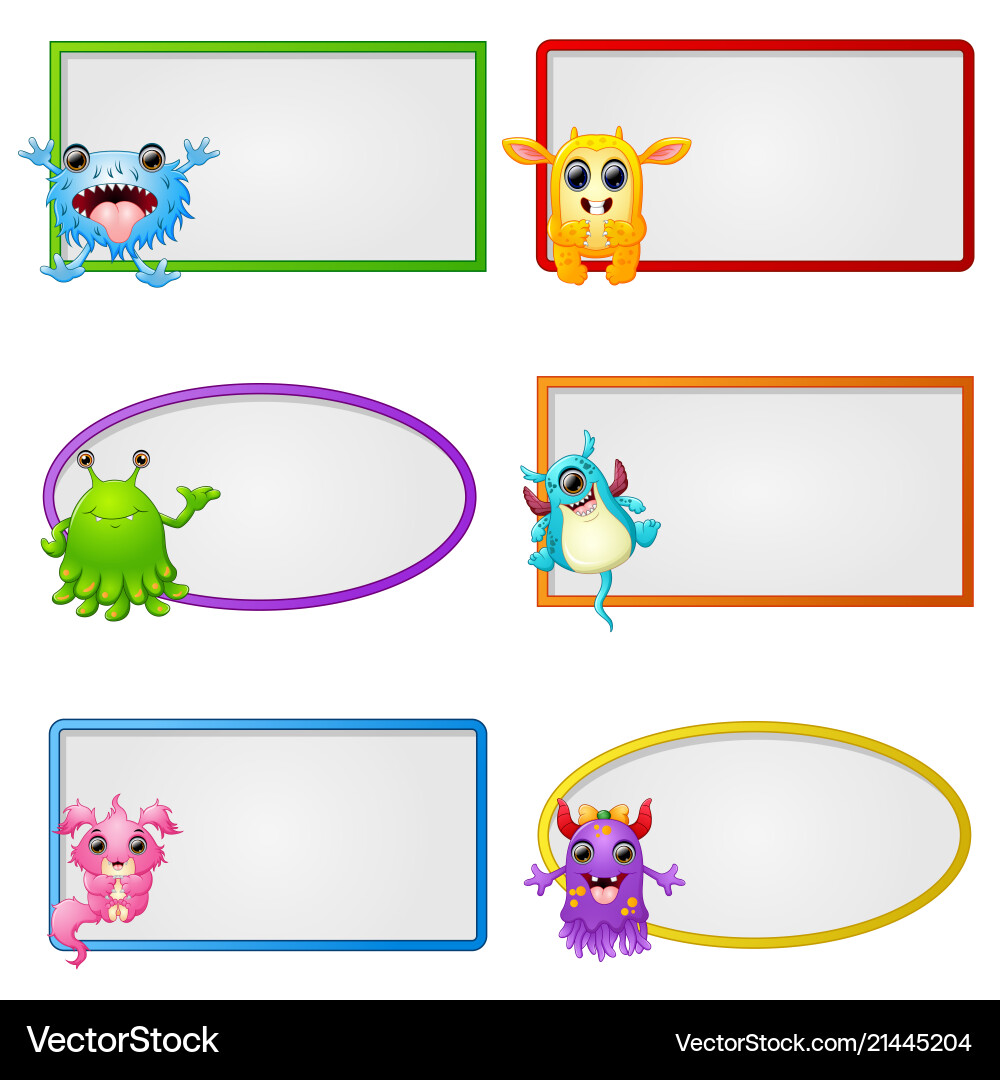 Empty frame with little monster character Vector Image