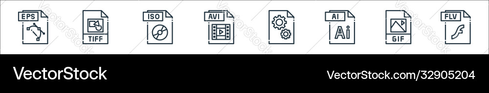 File type line icons linear set quality vector image