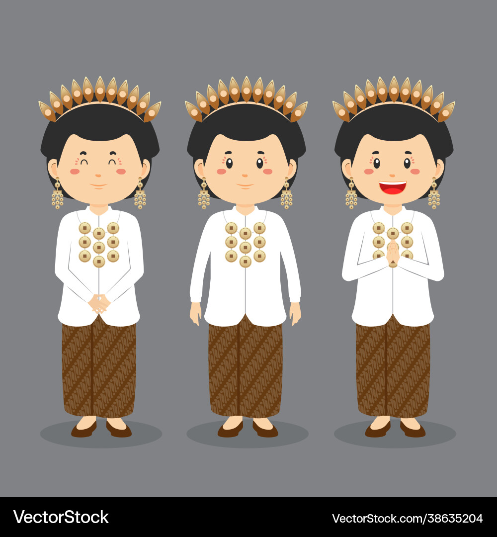 Indonesian character with various expression Vector Image
