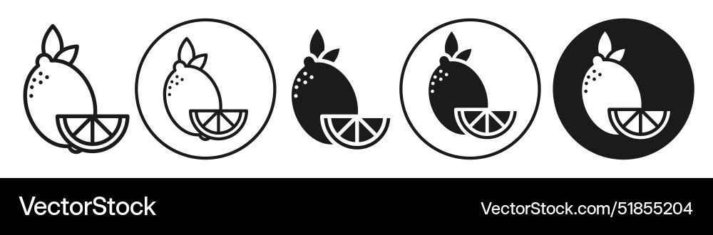 Lemon line icon set collection for web vector image