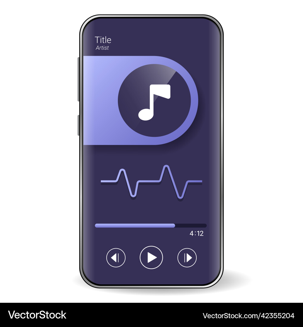 Music player user interface realistic smartphone Vector Image