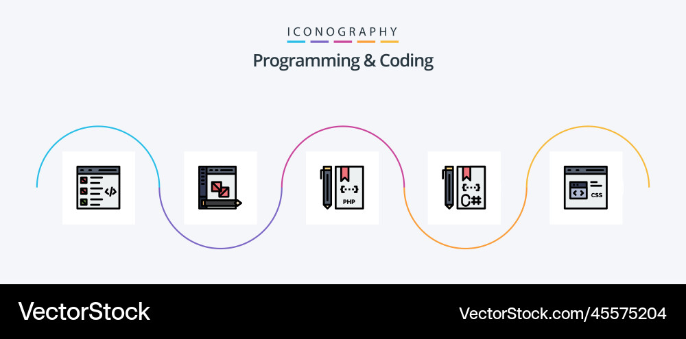 Programmierung und Kodierung Linie gefüllt flach 5 Icon Programmierung und Kodierung Linie gefüllt flach 5 Icon vektorbild