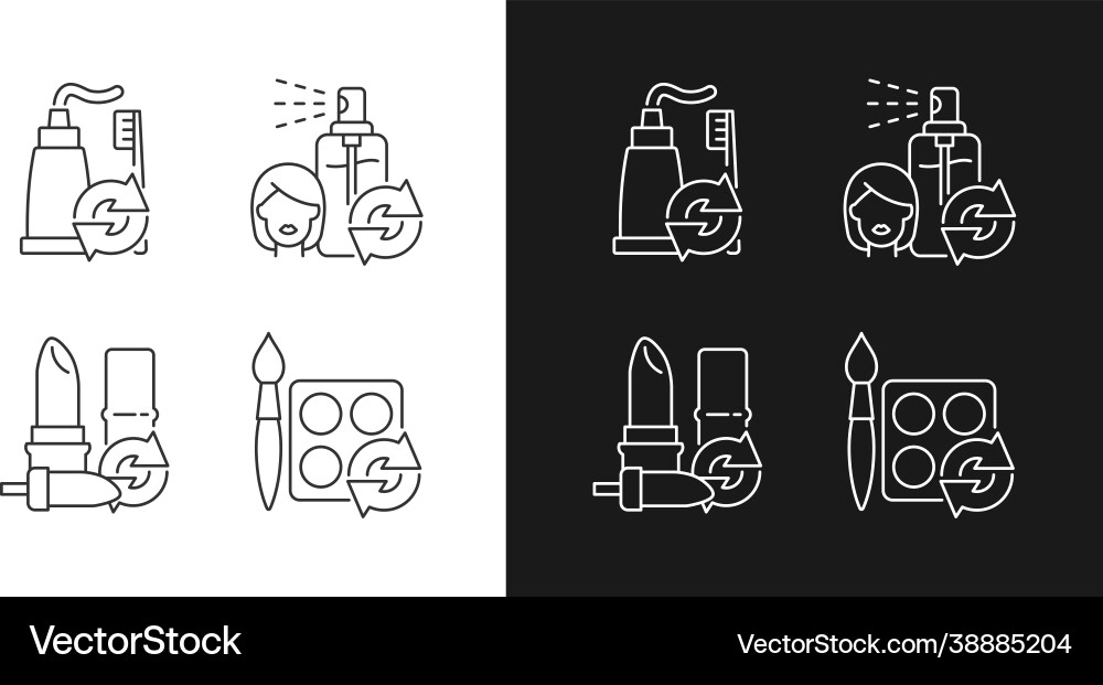 Refill and reuse linear icons set for dark Refill and reuse linear icons set for dark Vector Image