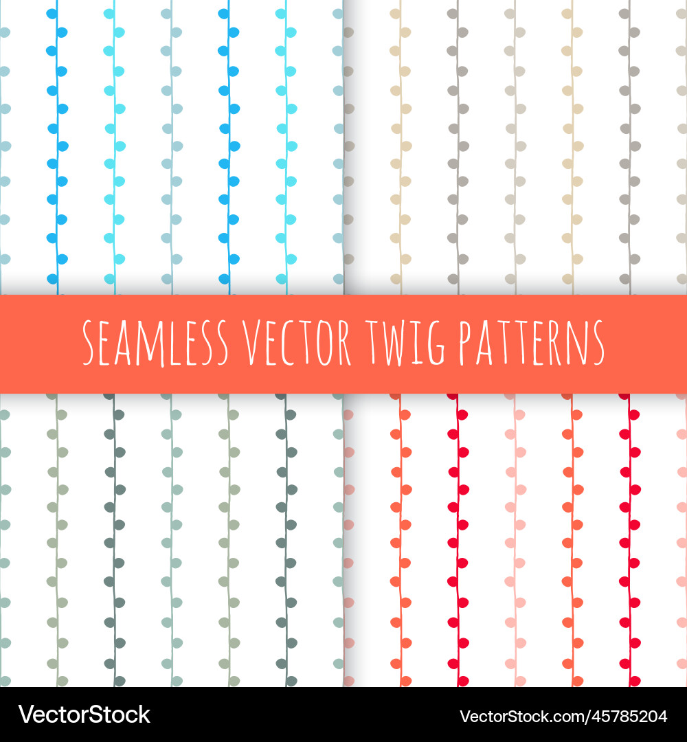 Seamless branch patterns set colorful twigs vector image