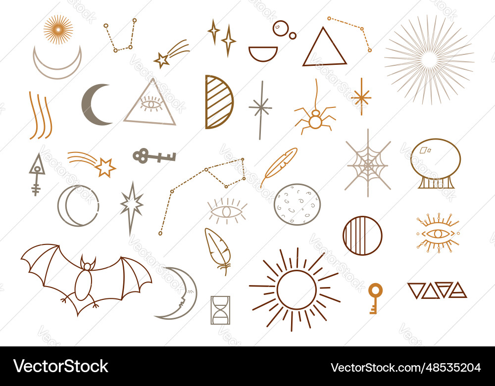 Set of mystical and mysterious elements Vector Image