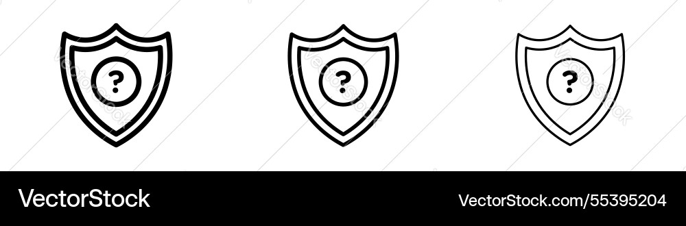 Shield interrogation icons in three different Shield interrogation icons in three different Vector Image