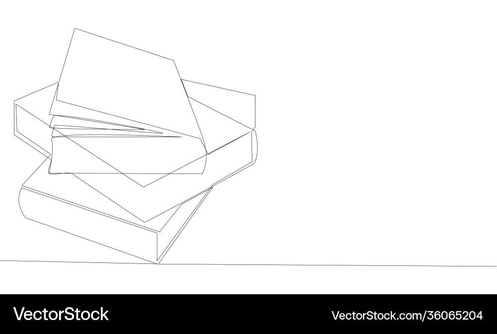 Stack opened books in style one line black Stack opened books in style one line black vector image