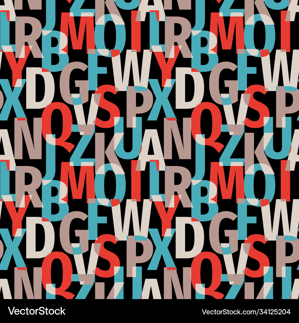 Typography Pattern - Colorful Lettering Vector Image