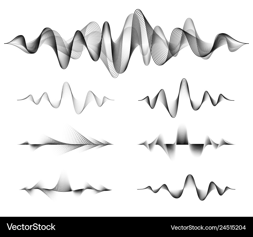 Wave sound set music soundwave design Royalty Free Vector