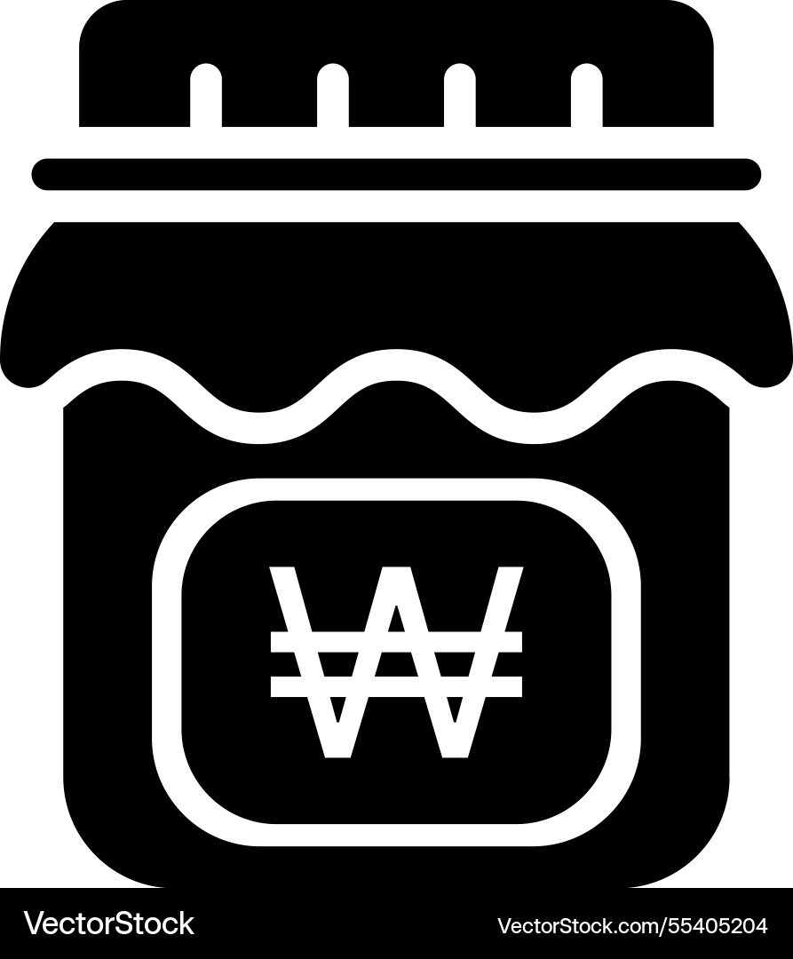 Won currency isolate in a jar Vector Image