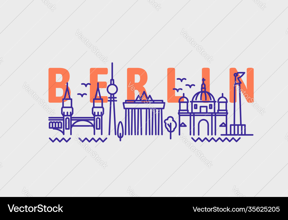 City berlin in outline style on white City berlin in outline style on white vector image