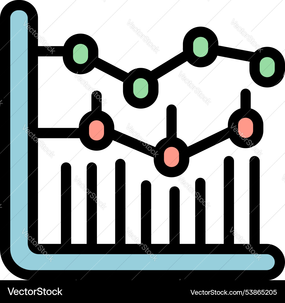 Colorful graph chart showing different data vector image