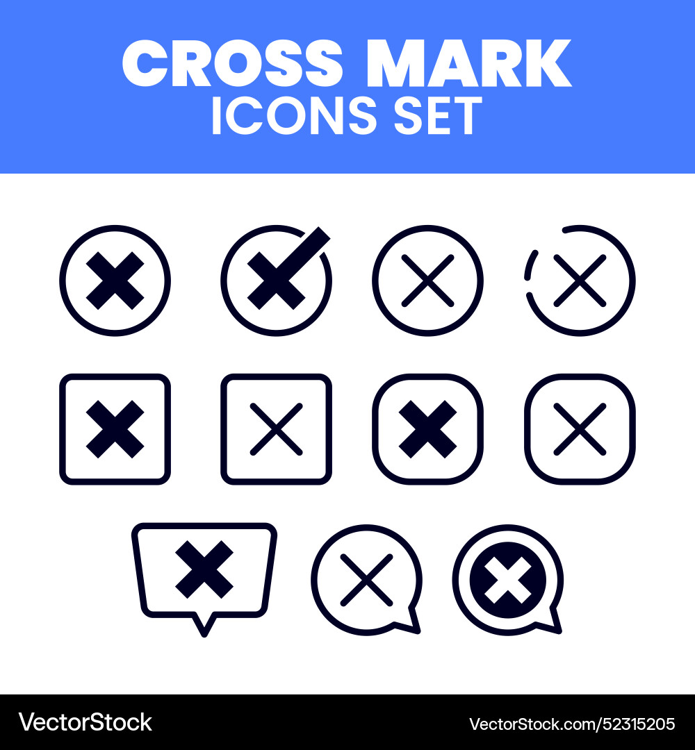 Cross mark icons set wrong Cross mark icons set wrong vector image