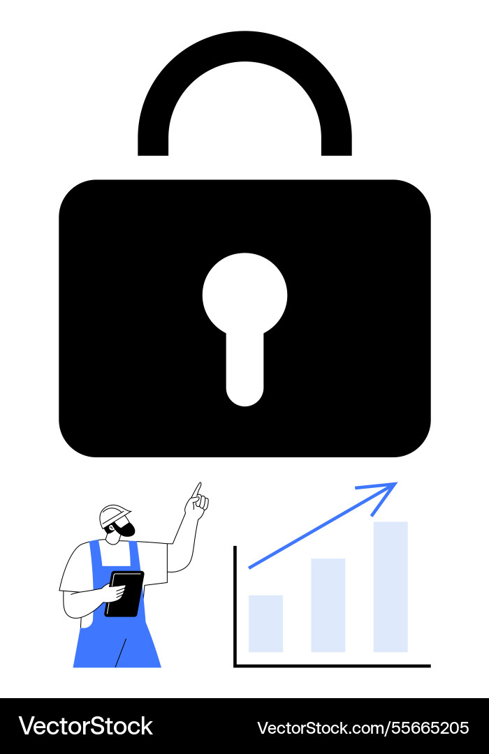Data security emphasized with growth chart Data security emphasized with growth chart vector image
