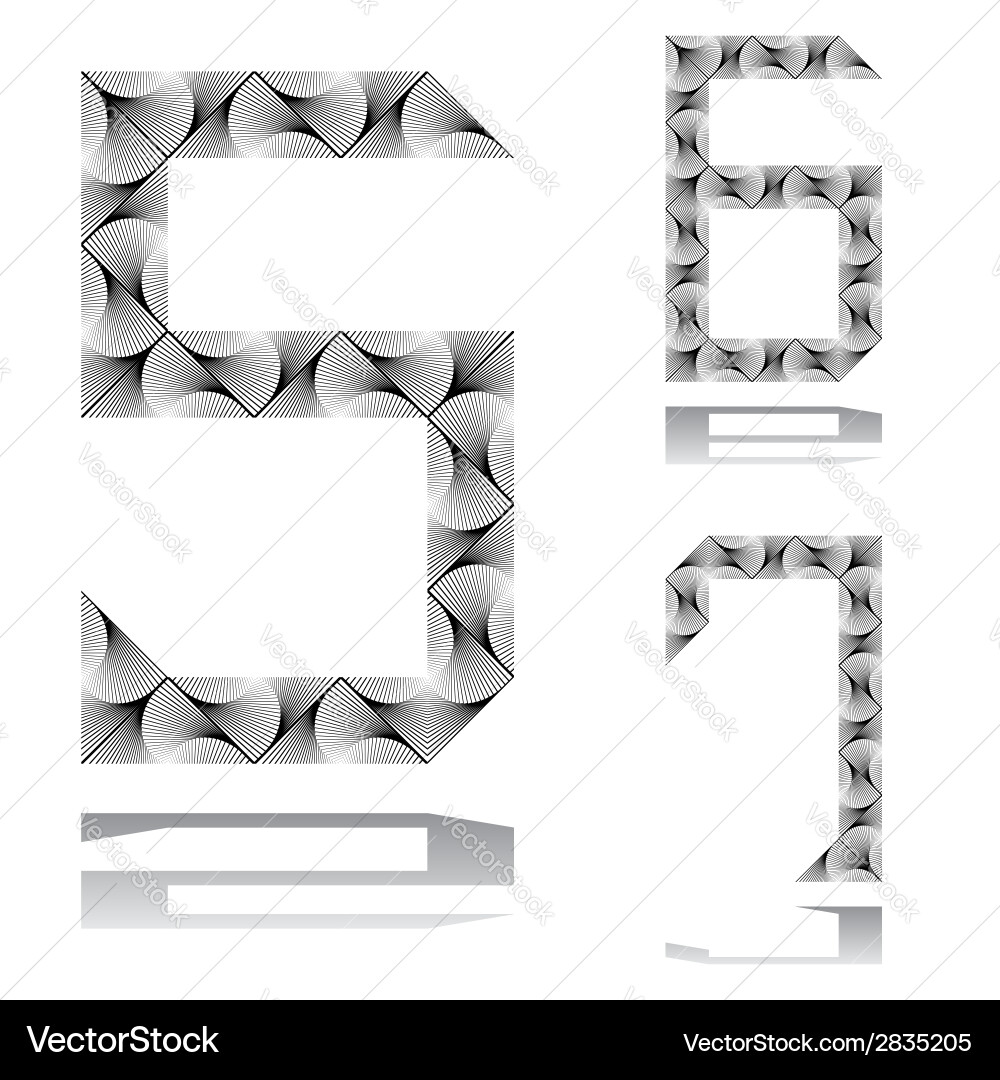 Design numbers set from 5 to 7 Vector Image