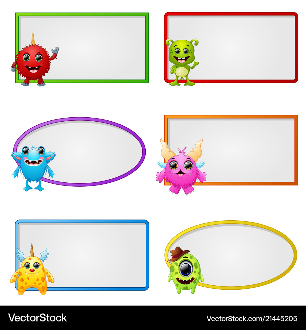 Empty frame with little monster character Vector Image