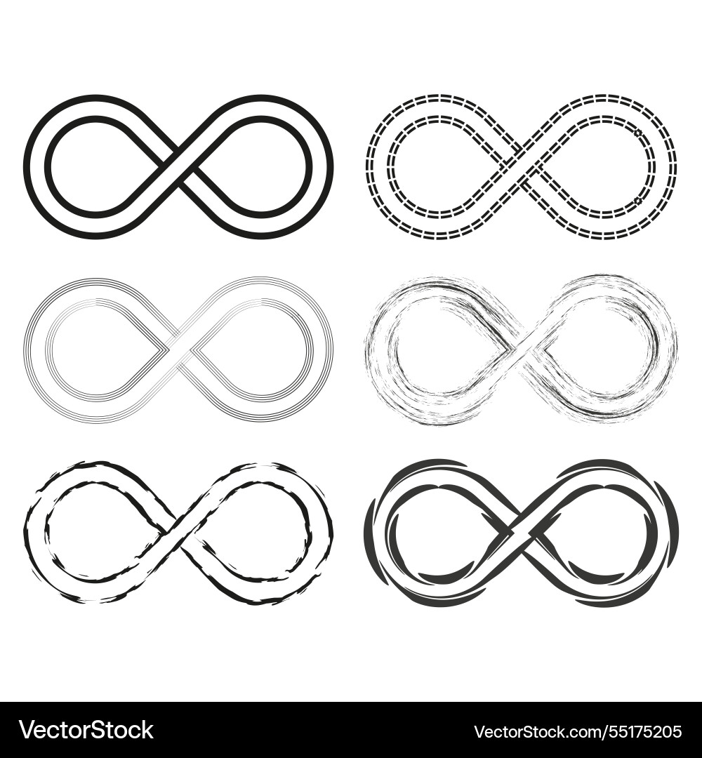 Infinity symbol variations loop shapes design Vector Image