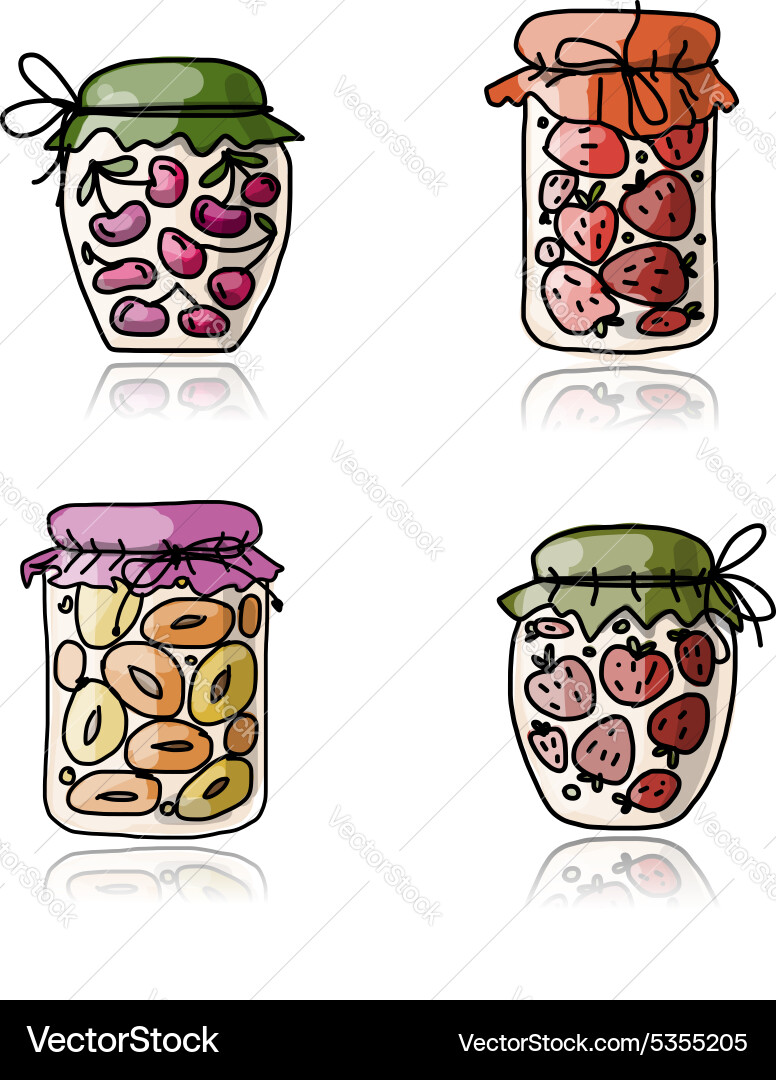 Jar with jam sketch for your design Vector Image
