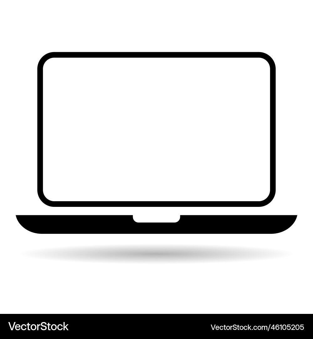 Laptop flat web icon shadow notebook computer Vector Image