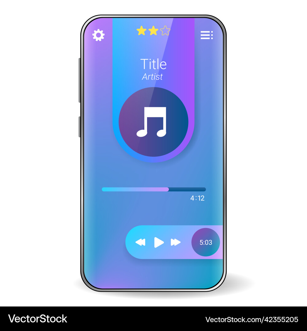 Music player user interface realistic smartphone vector image