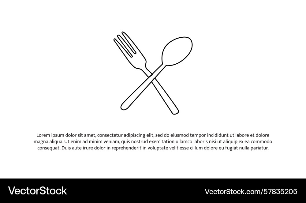 One line of spoon and fork abstract minimal Vector Image
