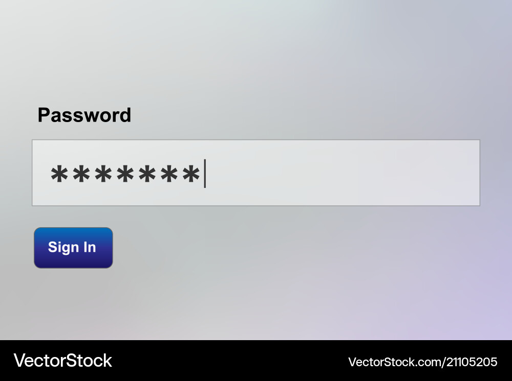 Password Login Sequence Vector Image