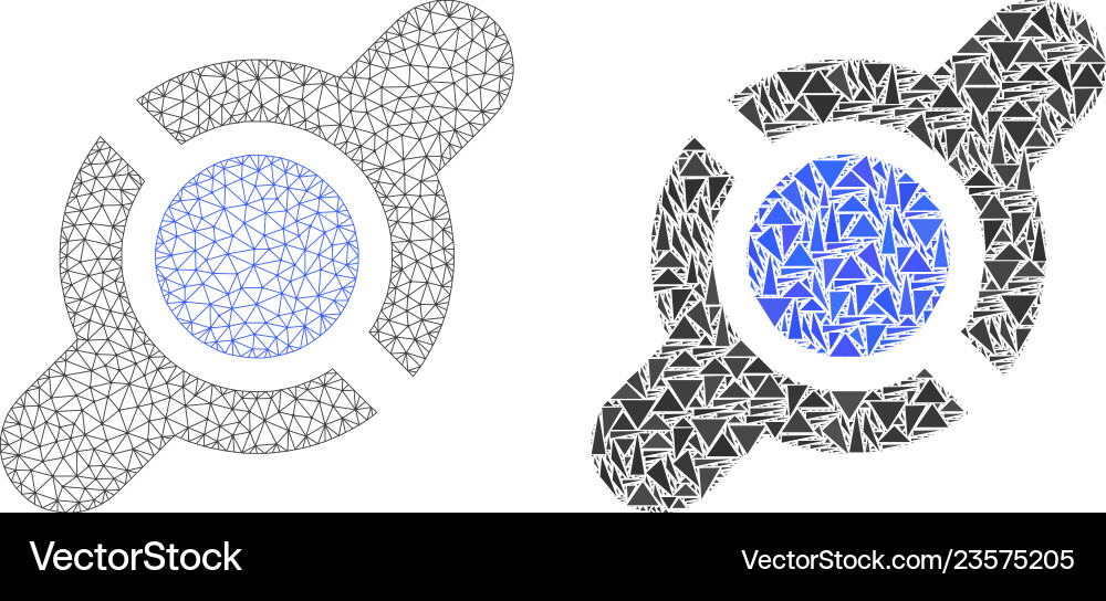 Polygonal network mesh joint connection and mosaic Polygonal network mesh joint connection and mosaic vector image
