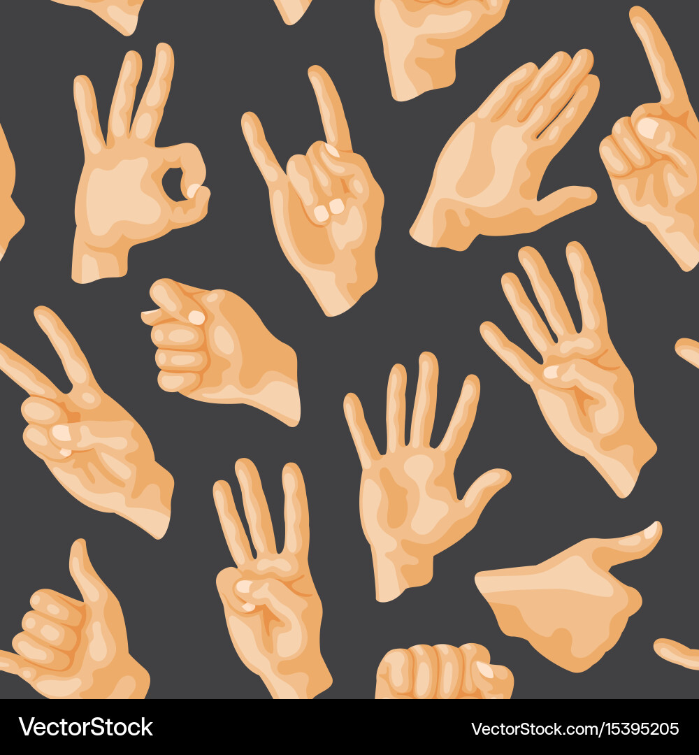 Seamless pattern with various hands gestures dumb Vector Image