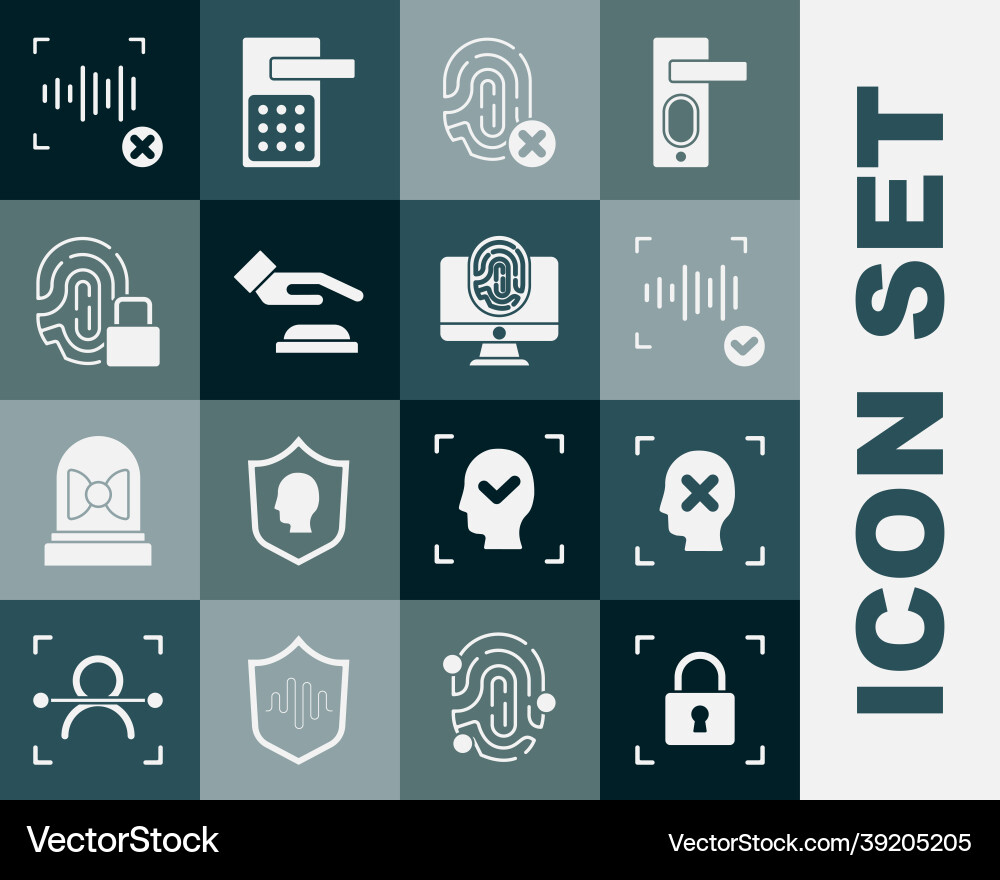 Set fingerprint with lock rejection face Vector Image