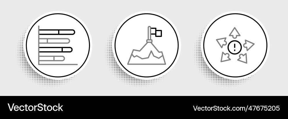 Set line many ways directional arrow pie chart Set line many ways directional arrow pie chart Vector Image